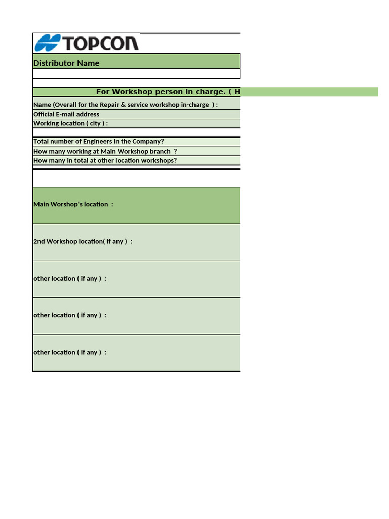 Workshop Distributor Contact Details | PDF