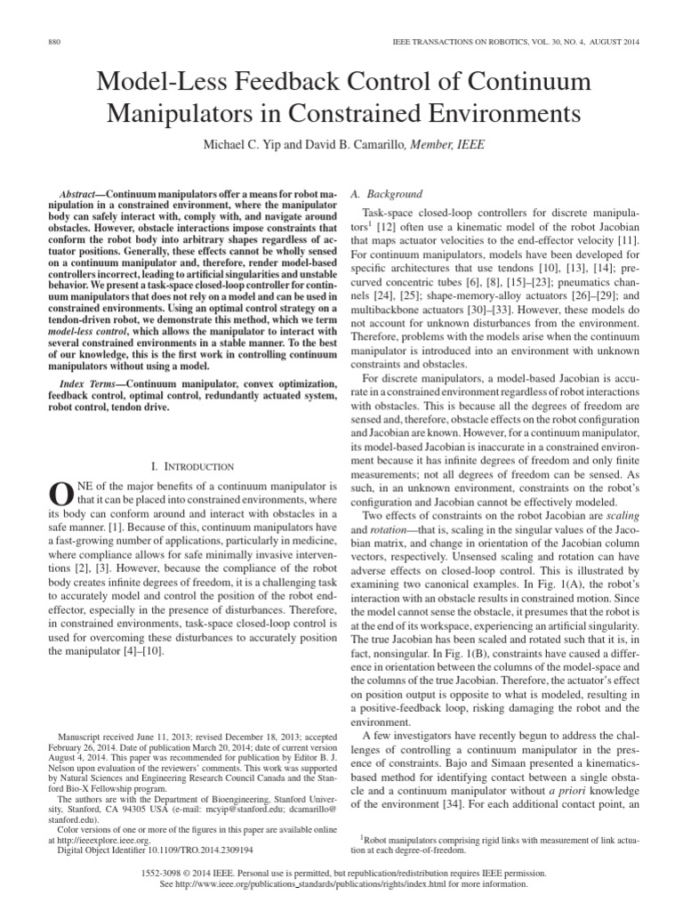 Model-Less Control for Continuum Robots | PDF | Mathematical ...