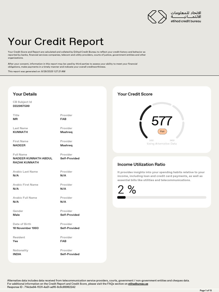 Your Credit Report | PDF | Credit | Finance & Money Management