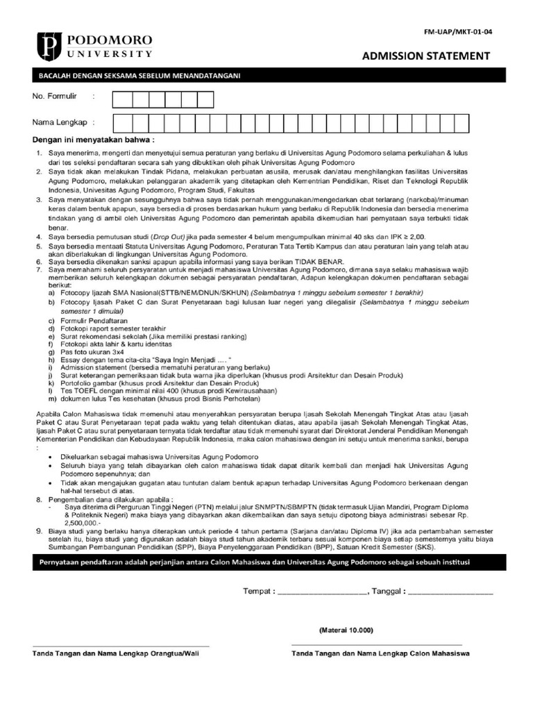 Admission Statement | PDF