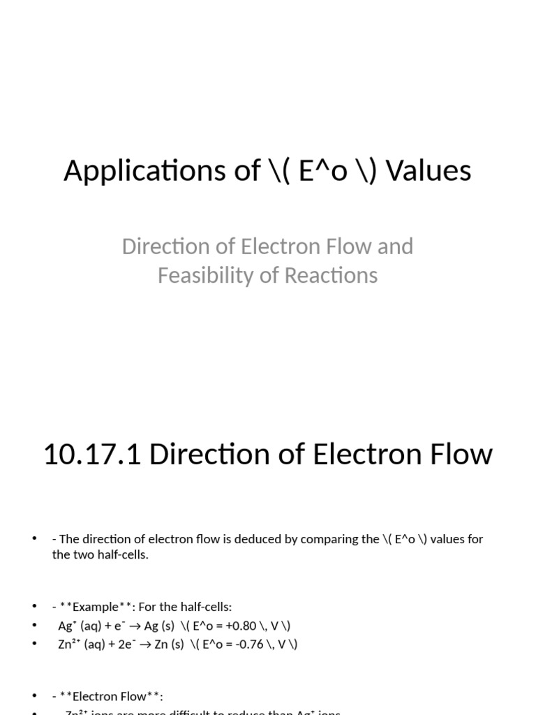 Applications of Eo Values Updated | PDF