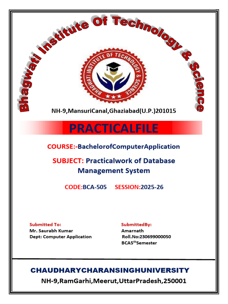 Database Management System Practical BCA | PDF