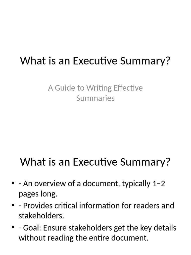 Executive Summary Presentation | PDF