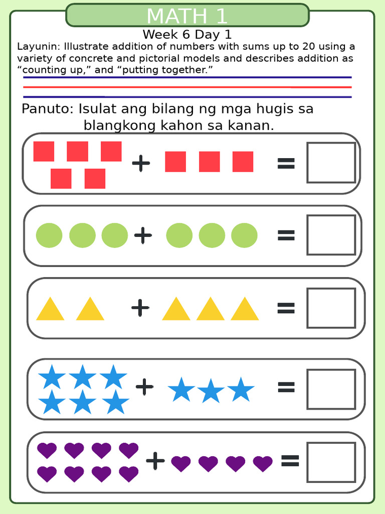Addition Activities for Math 1 | PDF