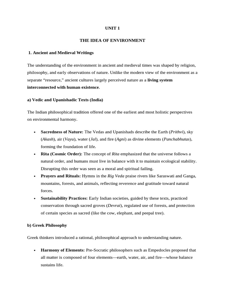 Unit 1 Idea of Environment | PDF | Ecology | Ecosystem