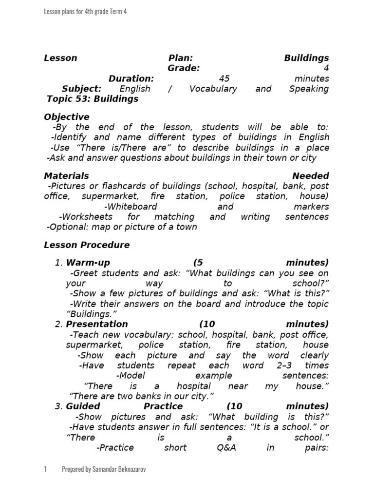 Lesson Notes for 4th Grade Term 4 | PDF | English Language | Phonics