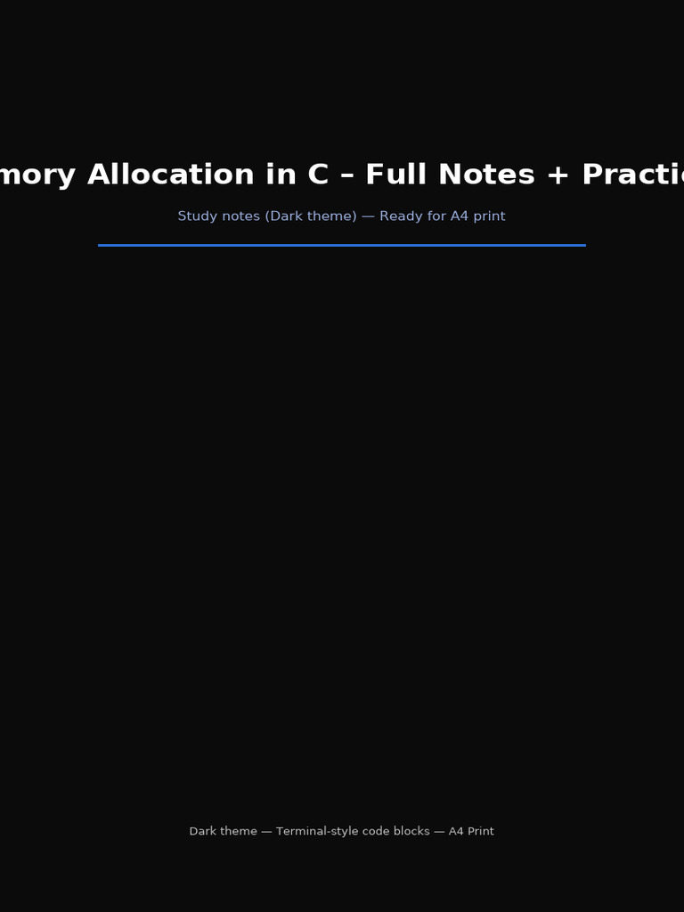 Dynamic Memory Allocation in C Guide | PDF | Pointer (Computer ...