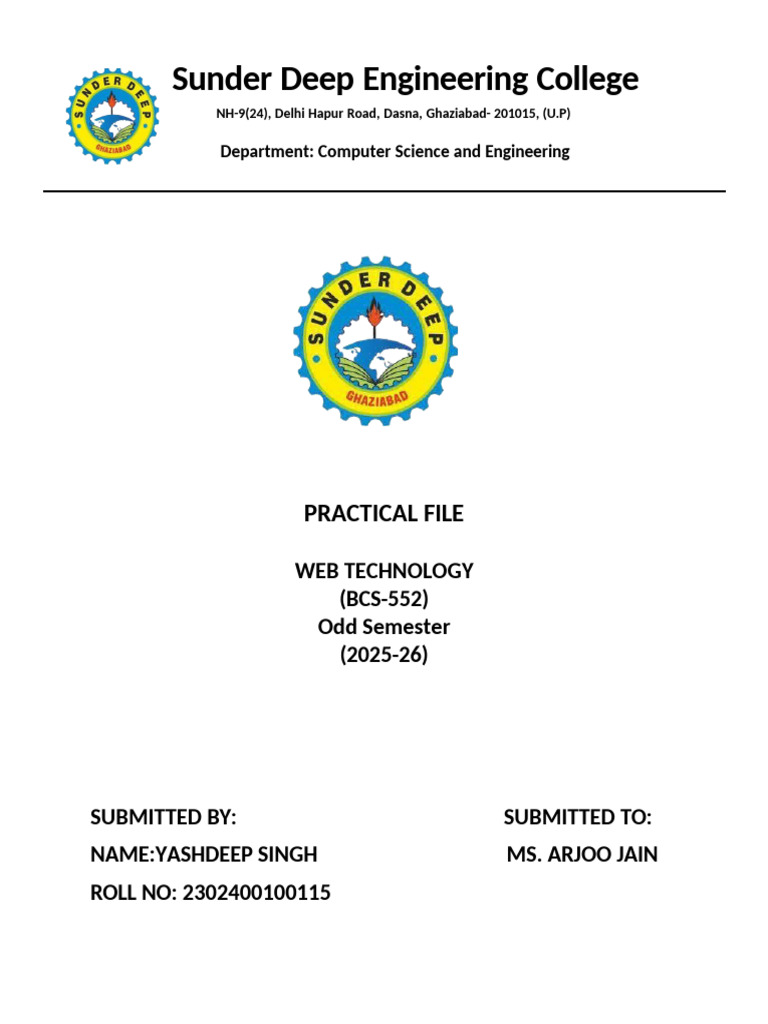 BTech WT Cover Page - 251111 - 162431 | PDF | Html | Http Cookie