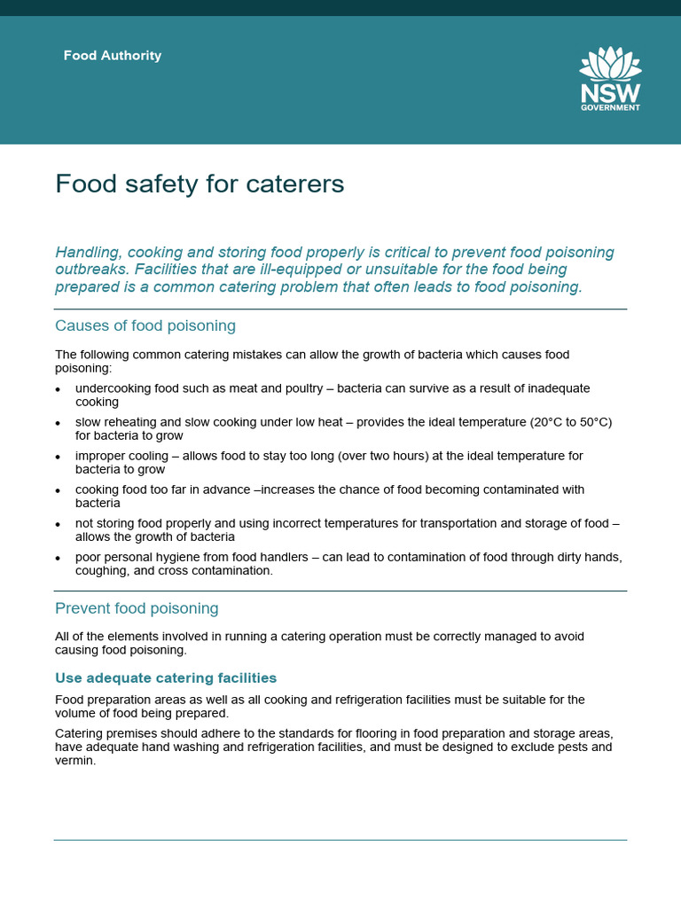 Food Safety Guidelines for Caterers | PDF | Foodborne Illness | Food Safety