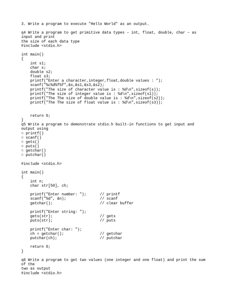 C Programming Basics: Input & Output | PDF | Computer Standards ...