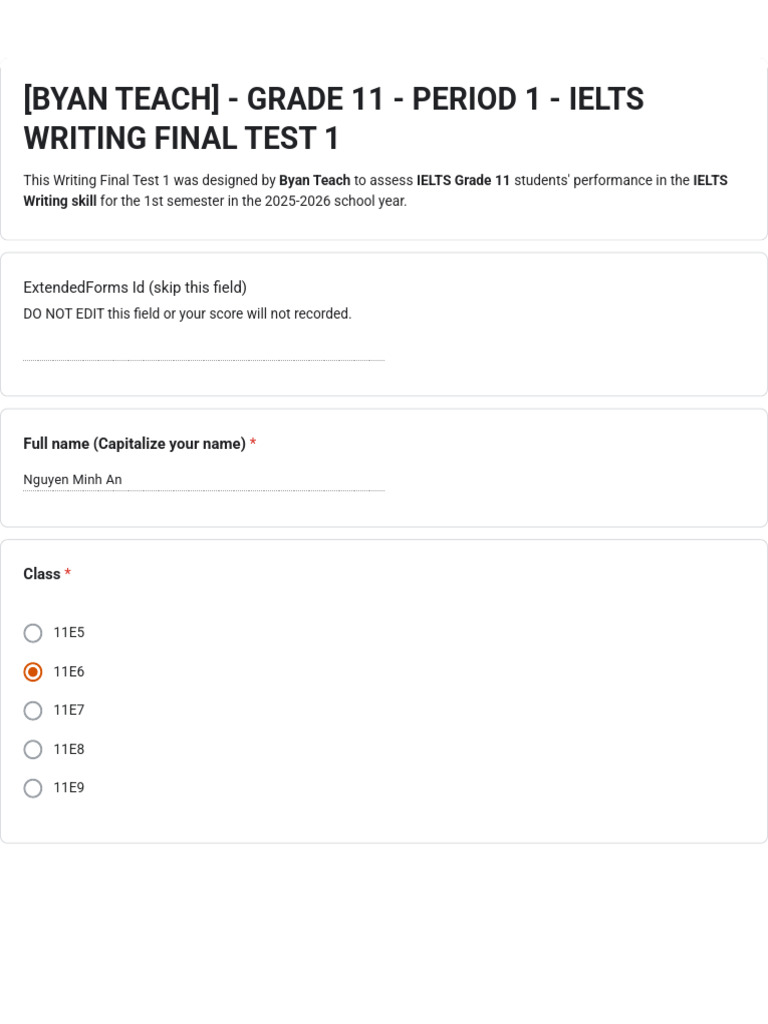 IELTS Writing Test for Grade 11 Students | PDF | Knowledge | Learning