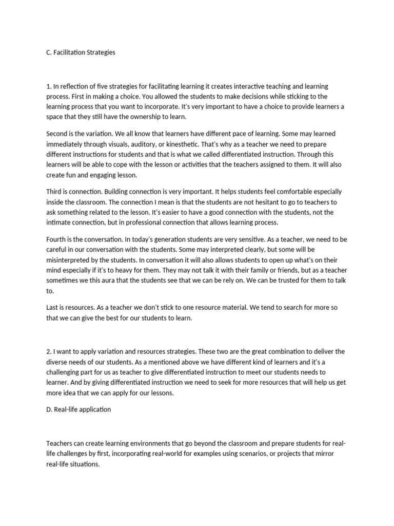 Effective Facilitation Strategies for Learning | PDF | Learning ...
