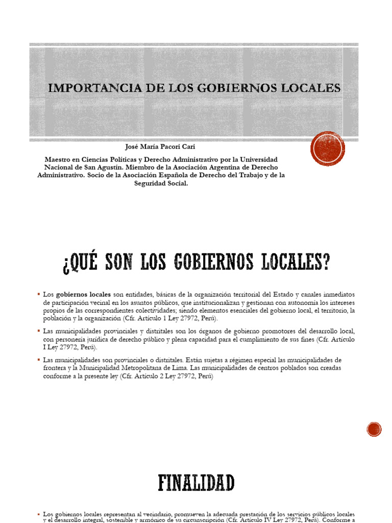 Estructura y Funciones de Gobiernos Locales en Perú | PDF | Gobierno ...