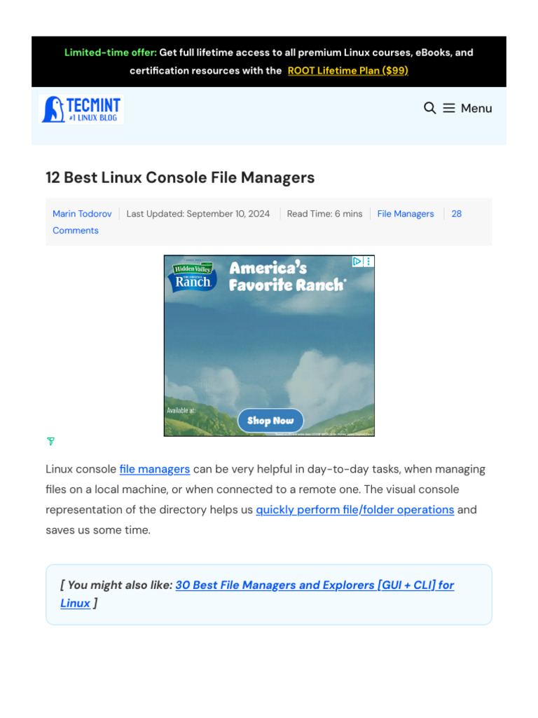 Top 12 Linux Console File Managers | PDF | Linux | Command Line Interface
