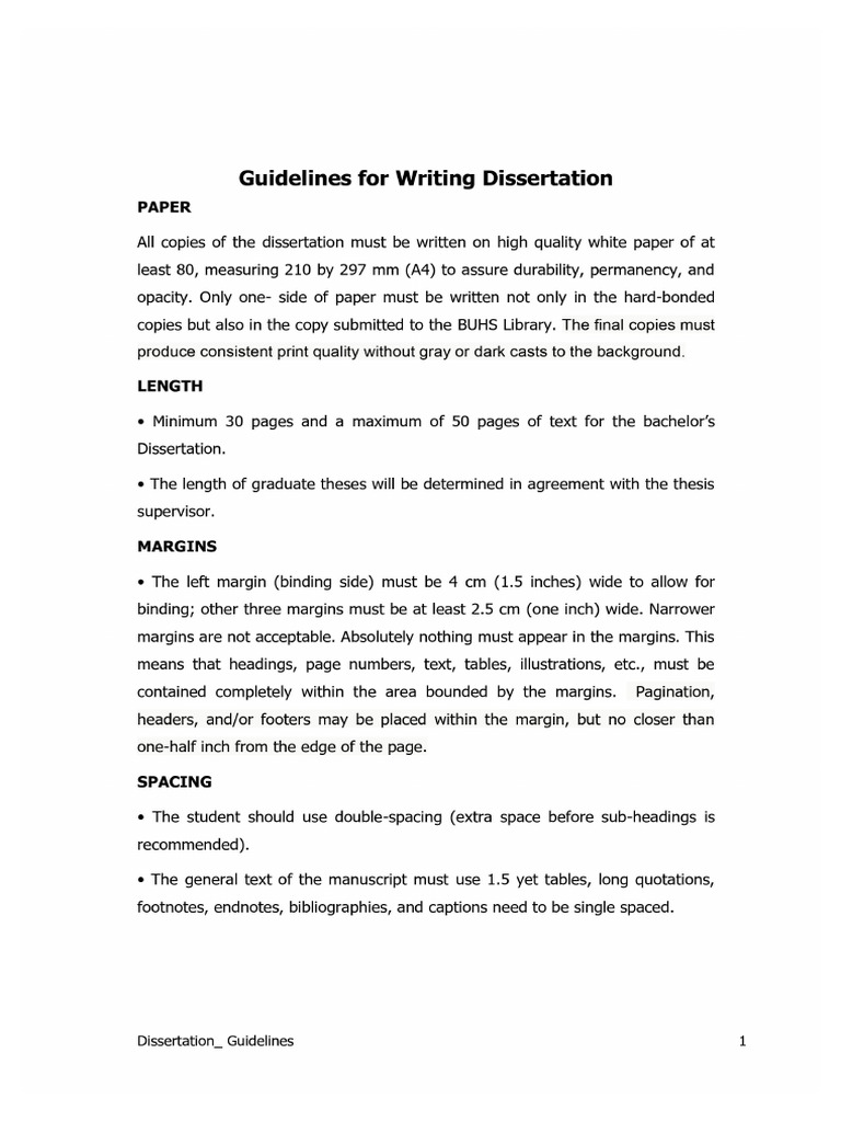 BPH Dissertation Guidelines002 | PDF