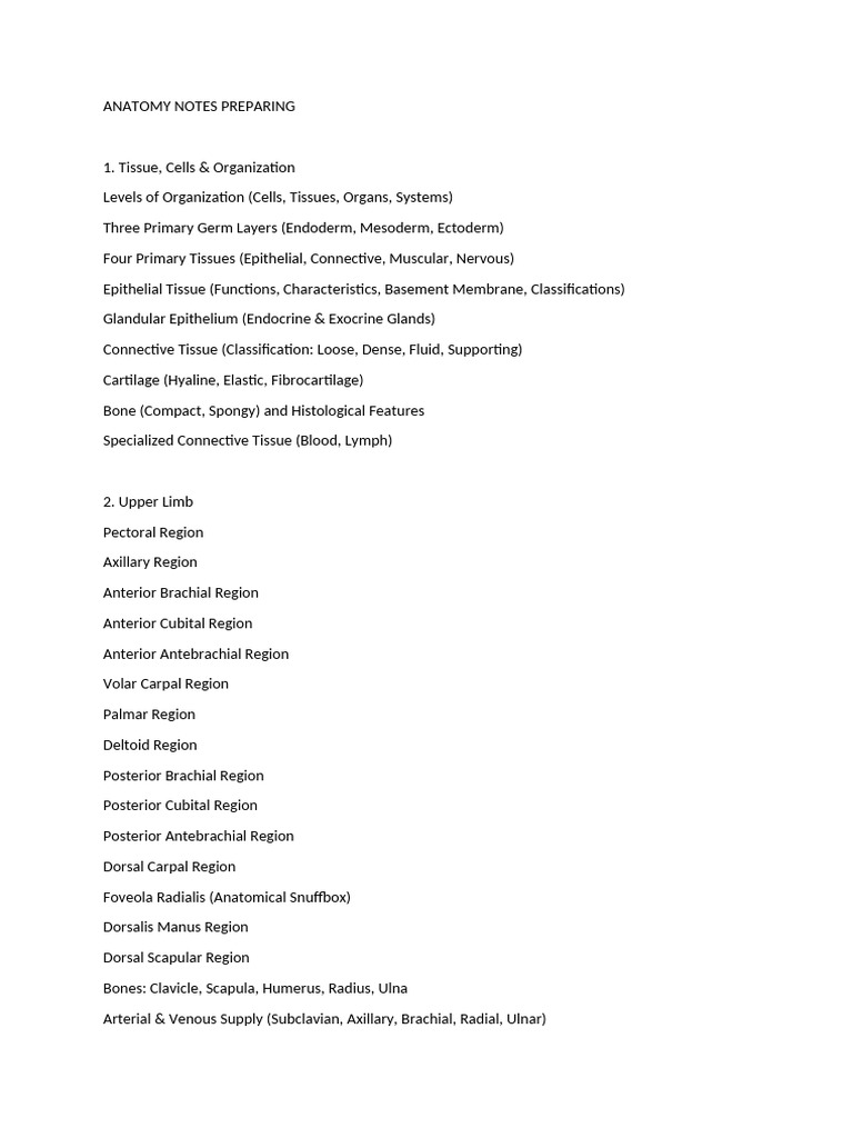 Anatomy Notes Preparing | PDF | Abdomen | Anatomical Terms Of Location