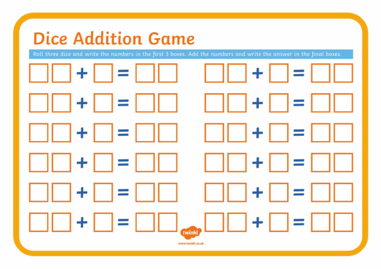 Dice Worksheets | PDF