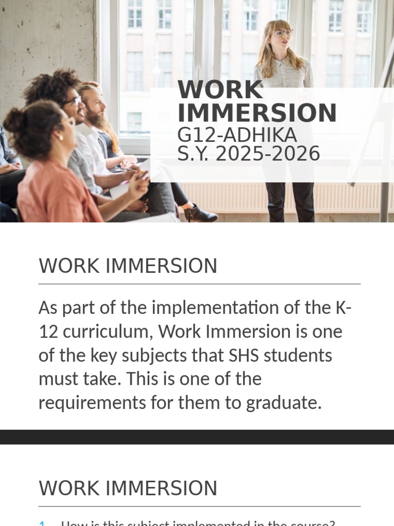Work Immersion Guide for SHS Students | PDF