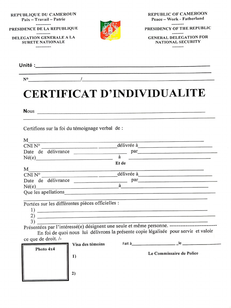 Certificat D'individualité | PDF