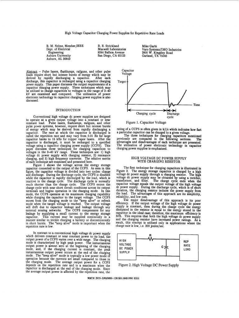 High Voltage Capacitor Charging Techniques | PDF | Capacitor | Power Supply