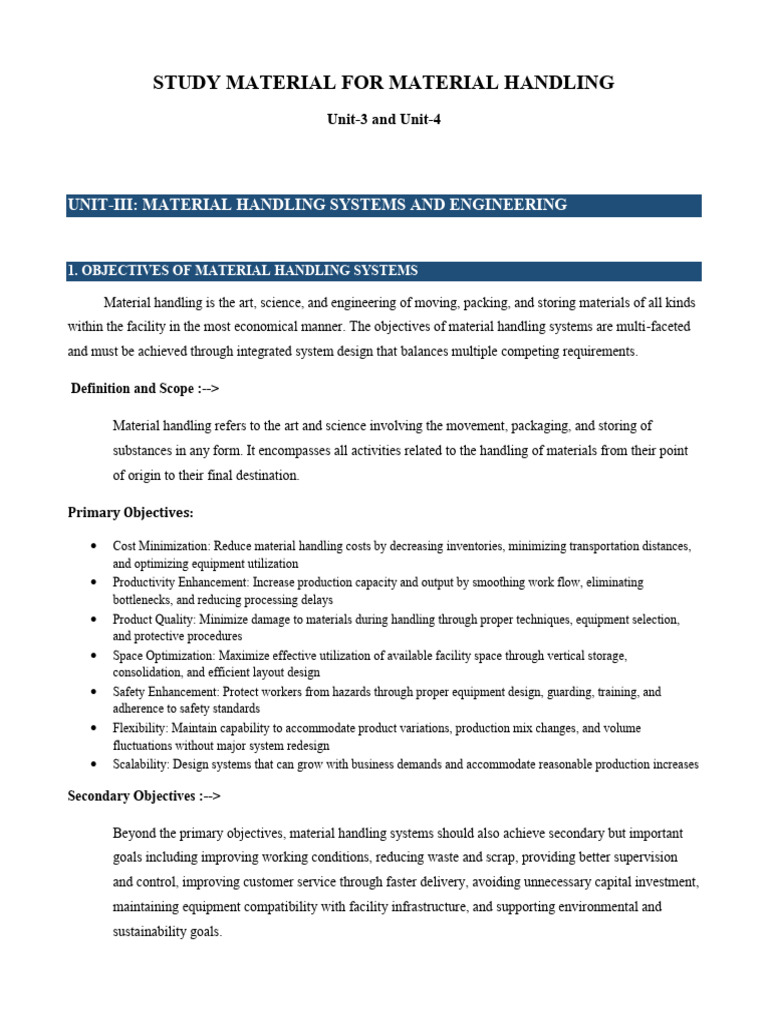 Material Handling Systems Overview | PDF | Crane (Machine) | Warehouse