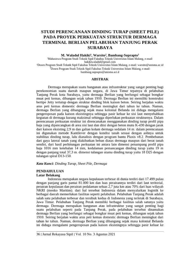 Perencanaan Dinding Turap Dermaga Tanjung Perak | PDF