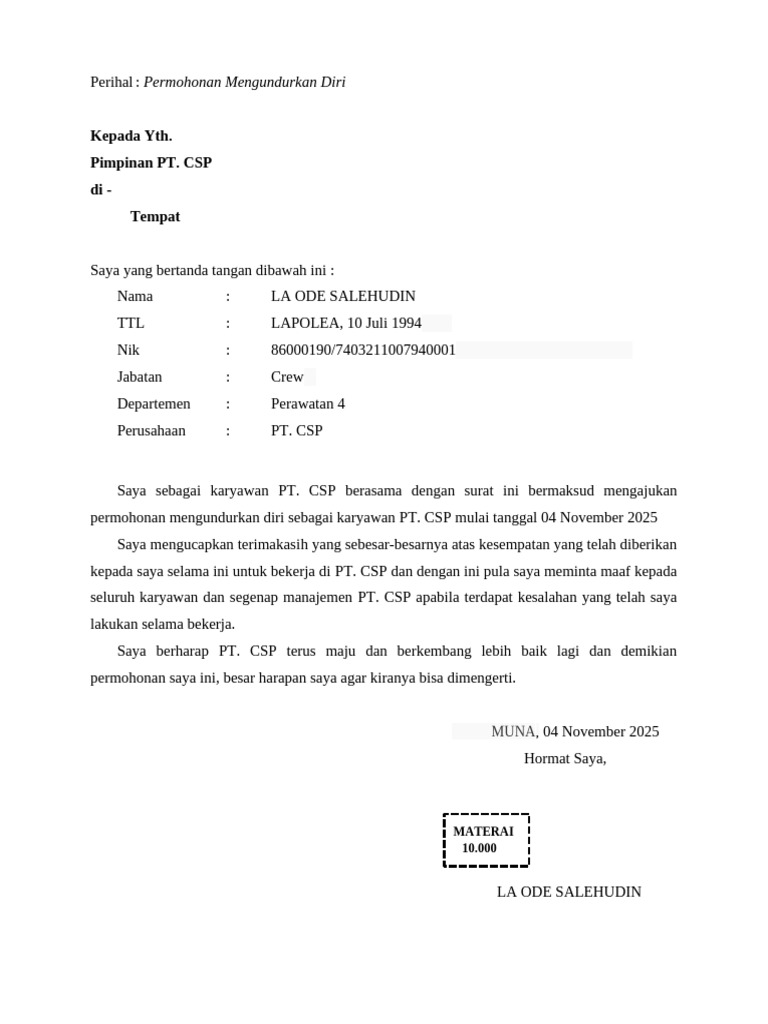 Form Resign Jarak Jauh Pdf