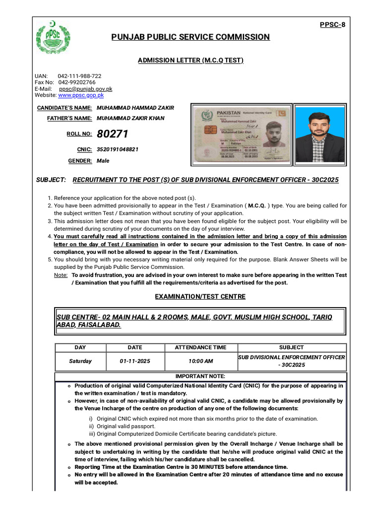 Muhammad Hammad Zakir | PDF | Multiple Choice