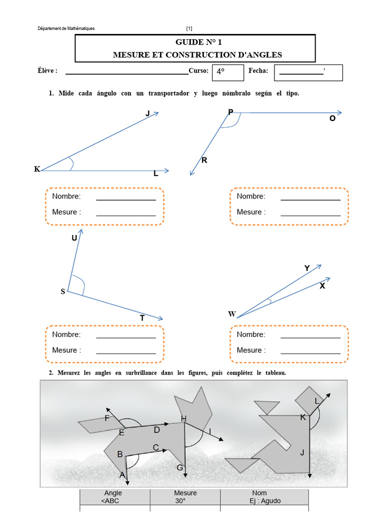 Mesure et Construction d'Angles | PDF