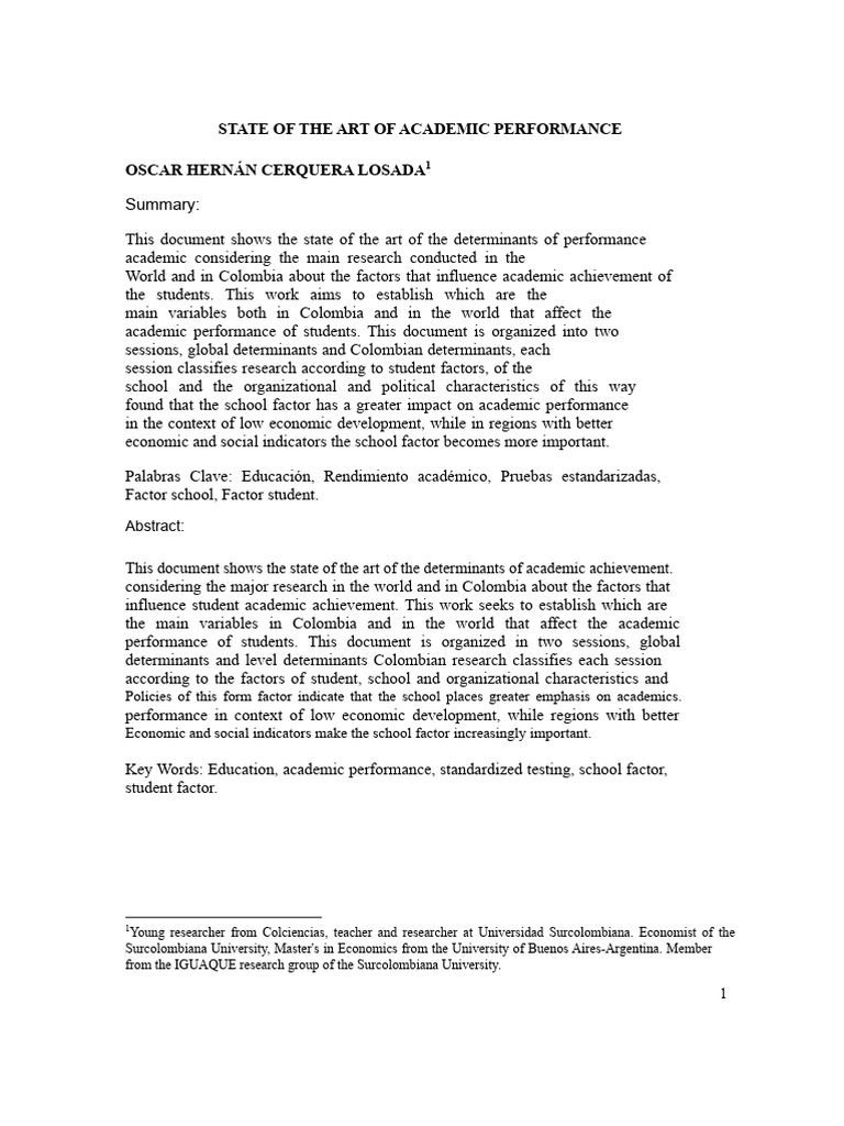 Determinants of Academic Performance | PDF | Teachers | Socioeconomic ...