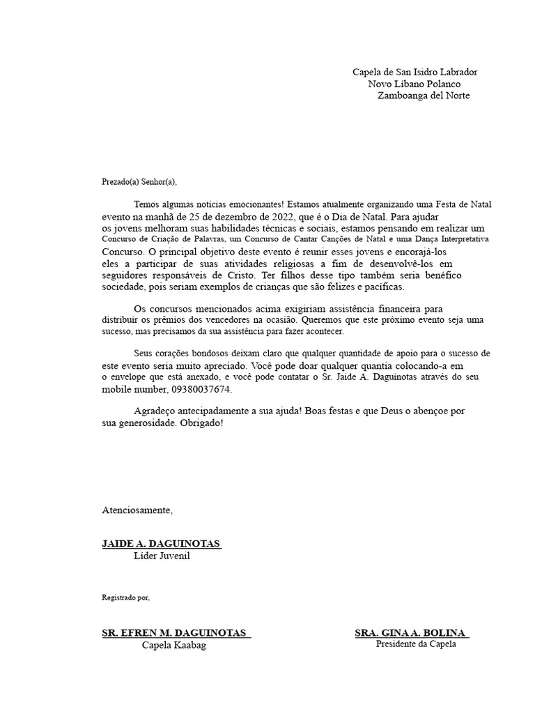 Carta de Solicitação | PDF