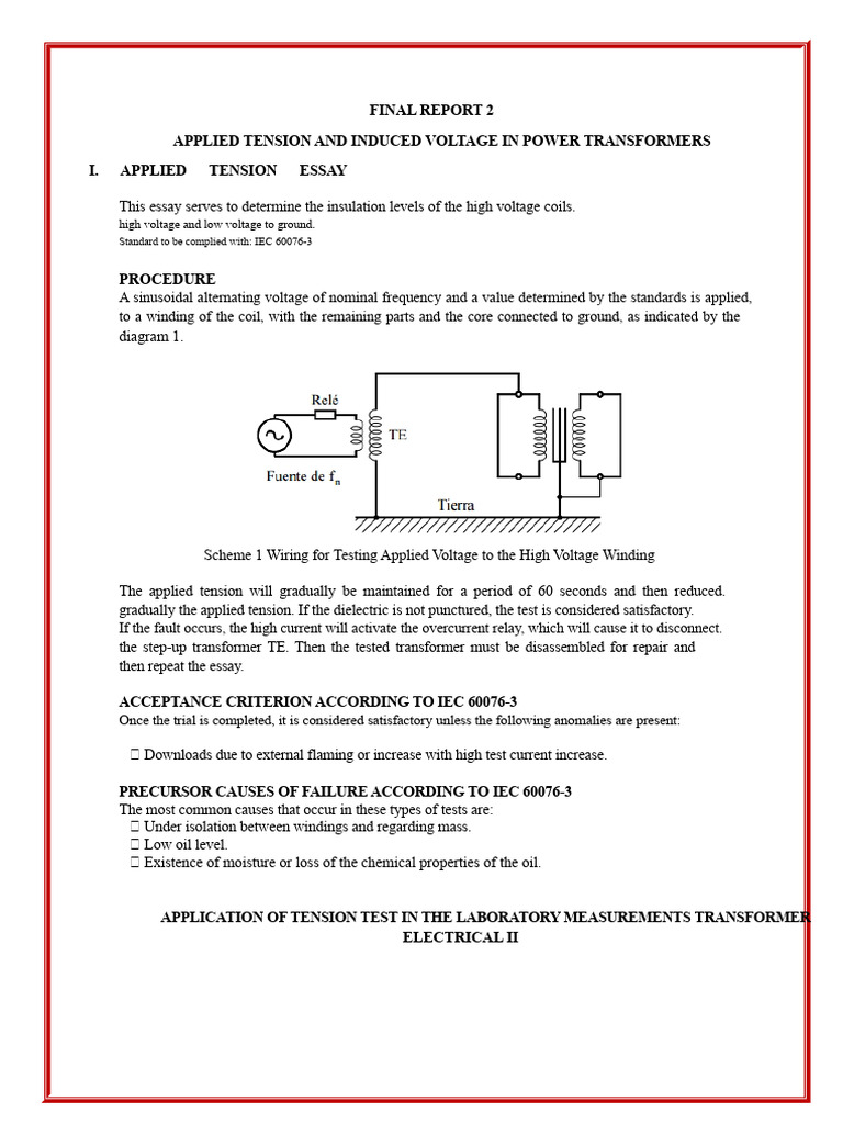 Transformer Voltage Testing Report | PDF | Transformer | Inductor