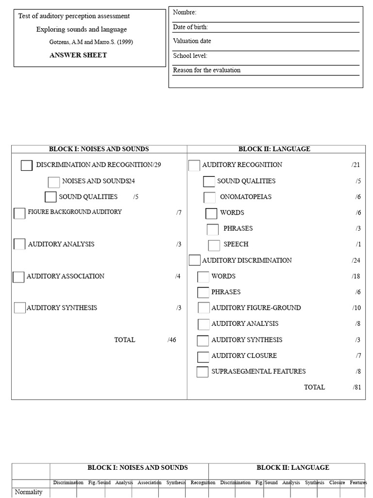 Hearing Perception Test Protocol | PDF | Sound