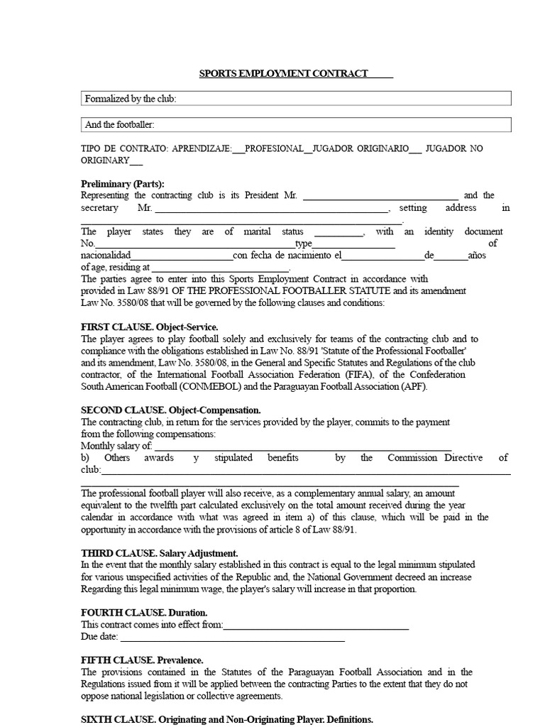 Sports Employment Contract | PDF | Salary | Justice