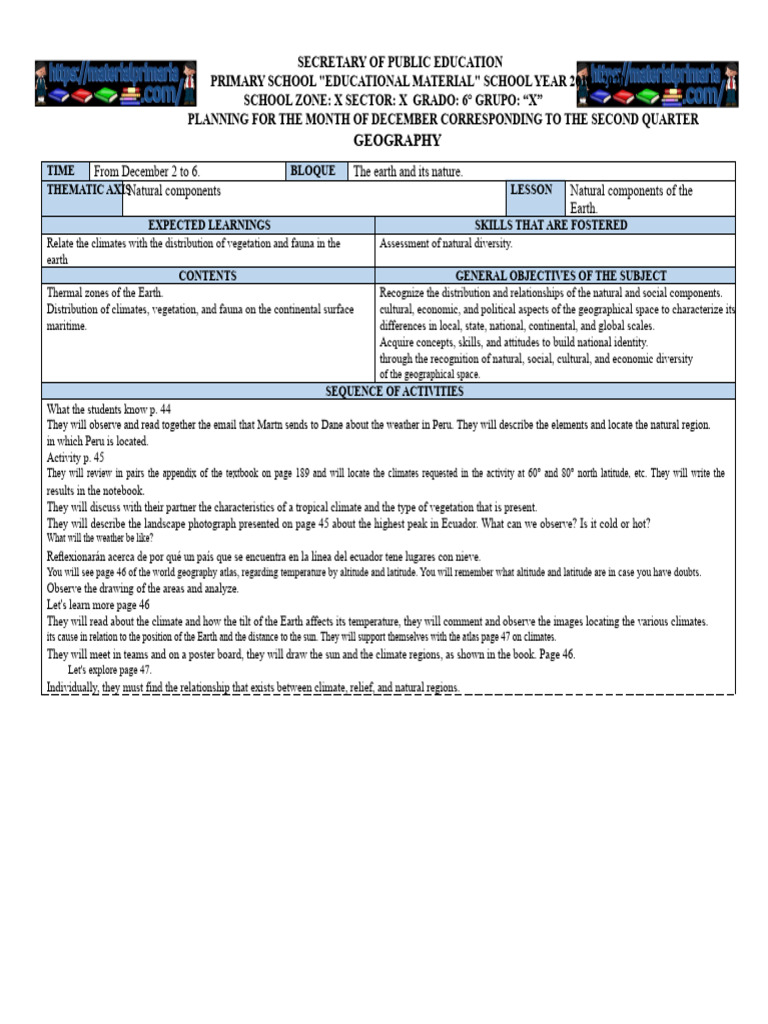 December Geography Lesson Plans 6th Grade | PDF | Geography | Climate