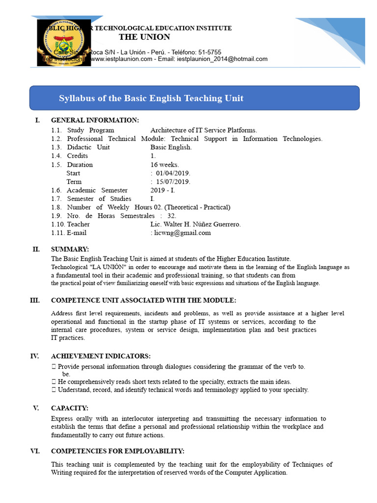 Basic English Syllabus | PDF | Verb | Linguistics