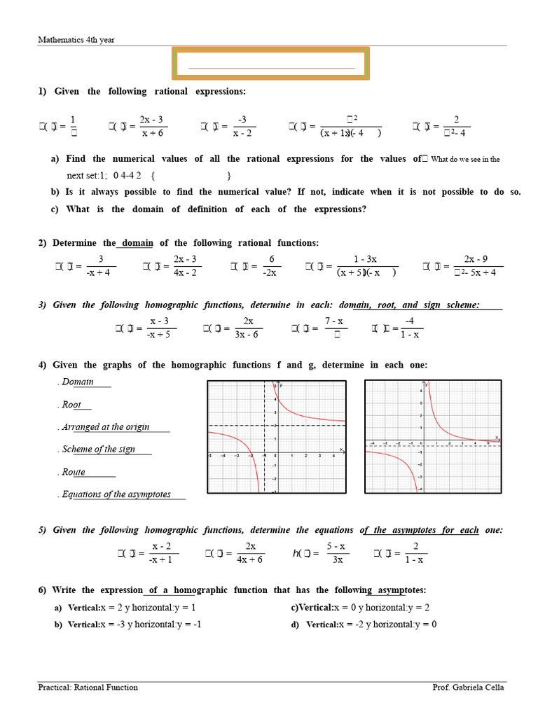 Rational Functions and Their Domains | PDF | Function (Mathematics ...
