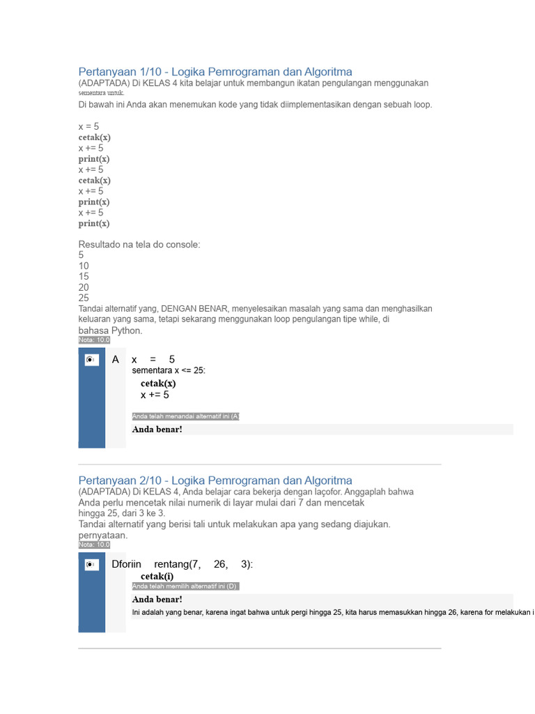 Latihan Logika Pemrograman Python | PDF