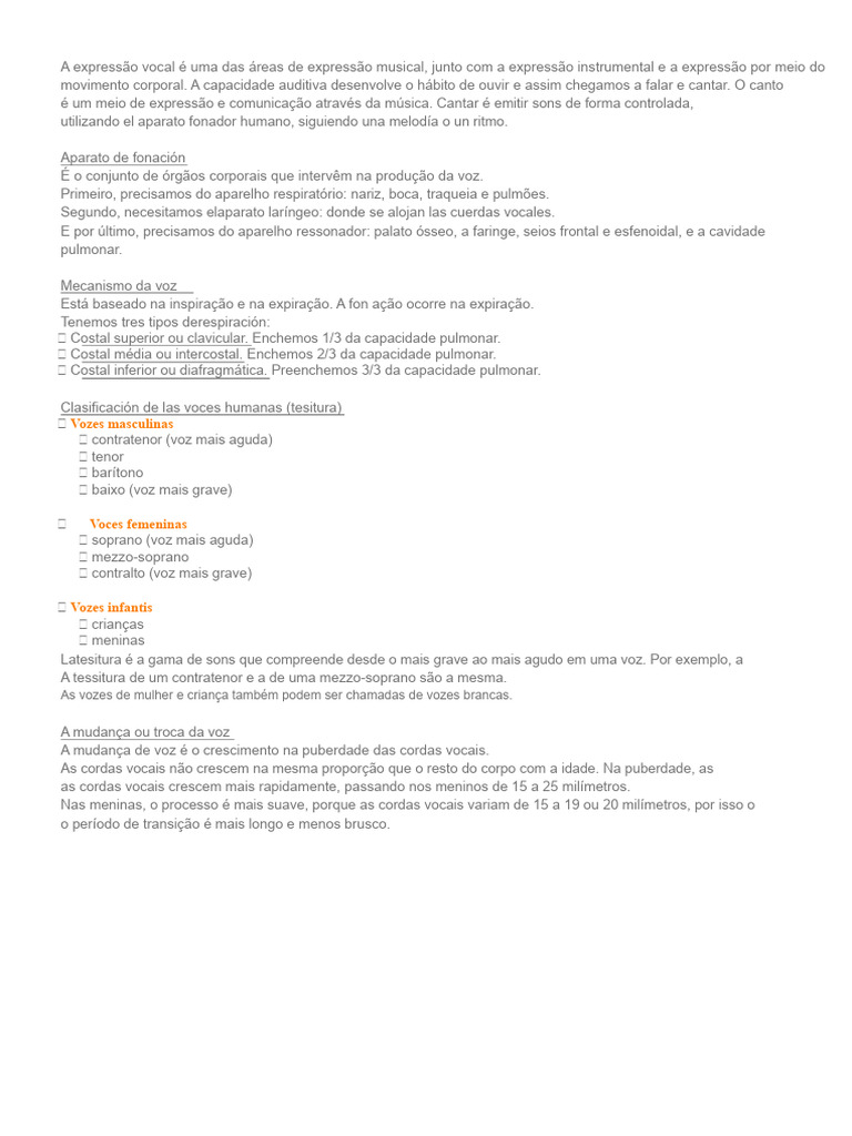Mecanismos e Qualidades da Voz Humana | PDF | Voz humana | Canto