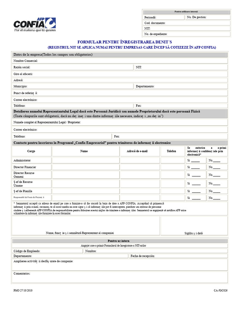 Formular AFP Confia | PDF
