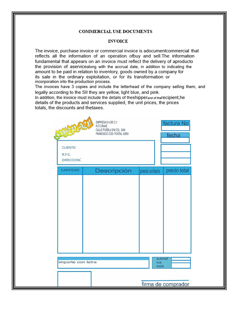 Essential Commercial Invoice Types | PDF | Cheque | Invoice