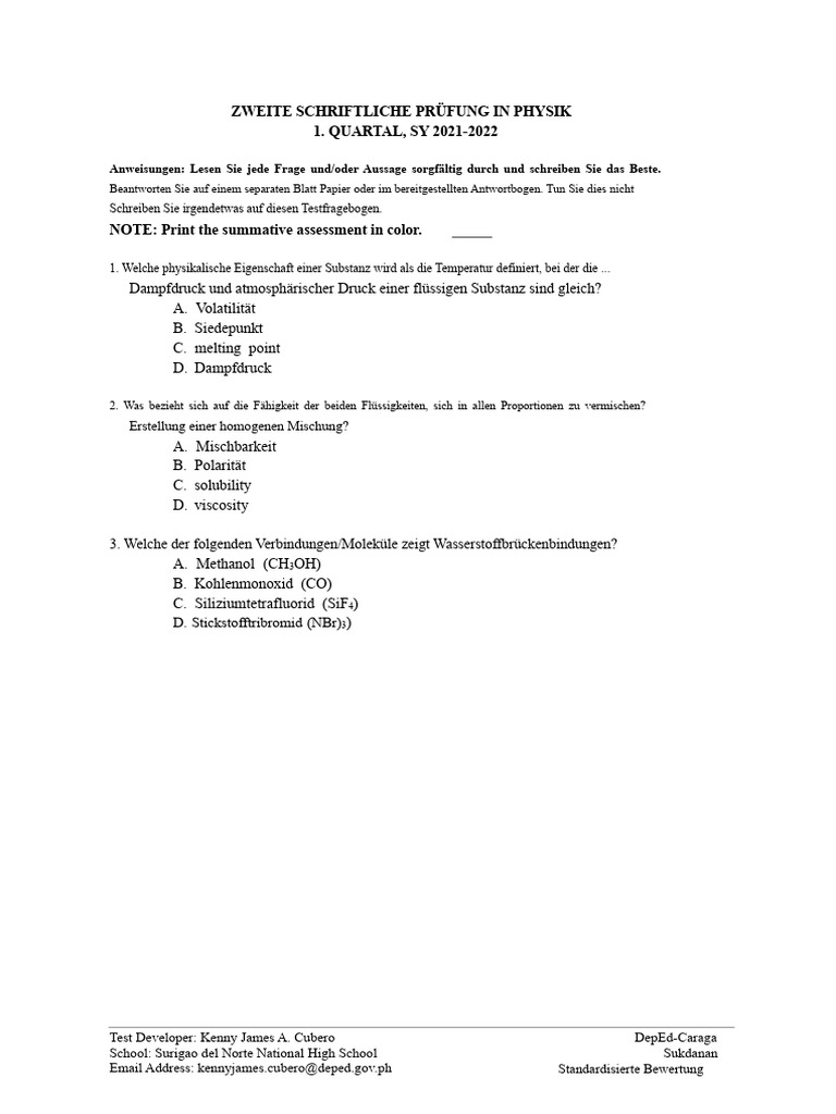 PS Q1 Summative Test 2 | PDF
