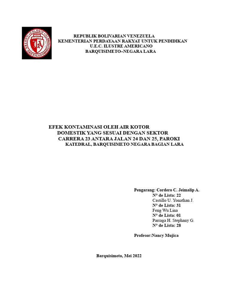Dampak Kontaminasi Air Kotor di Lara | PDF