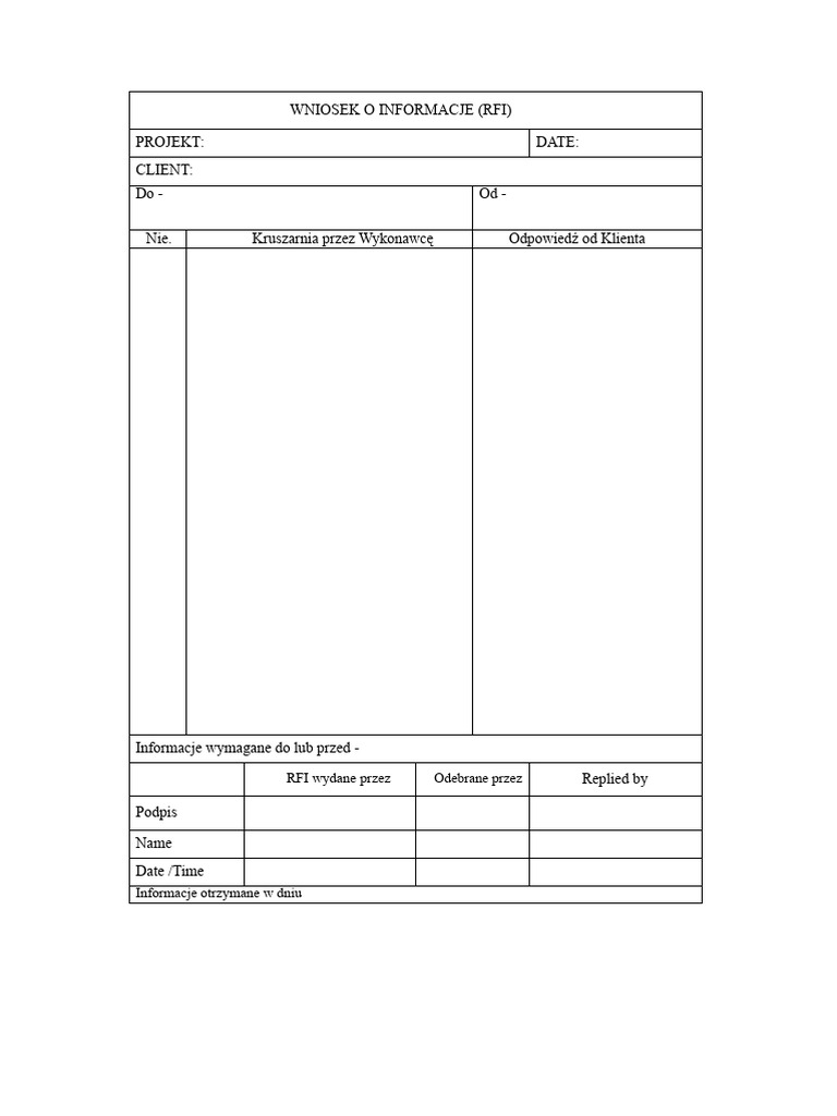 Rfi Format PDF | PDF