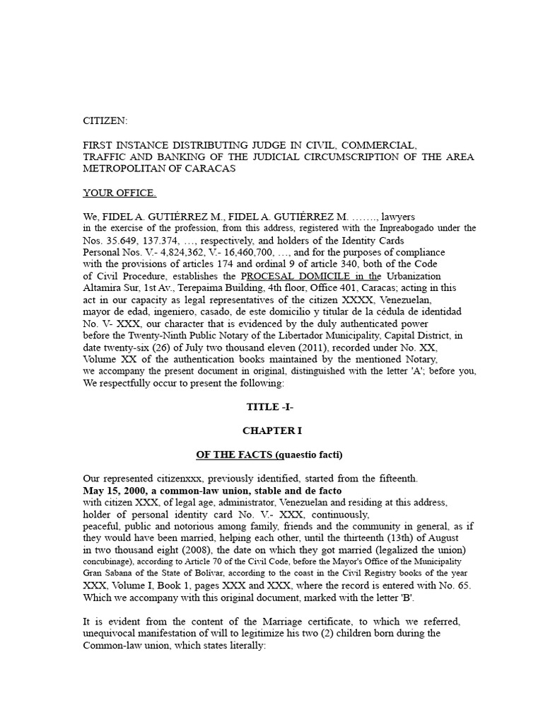 Declaration of Common-Law Union in Venezuela | PDF | Marriage | Common Law