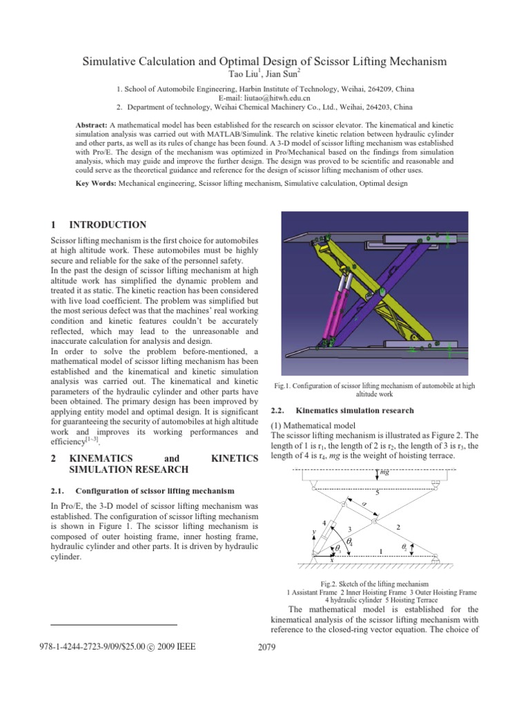 Scissor Lift Mechanism Design Analysis | PDF | Kinematics | Simulation