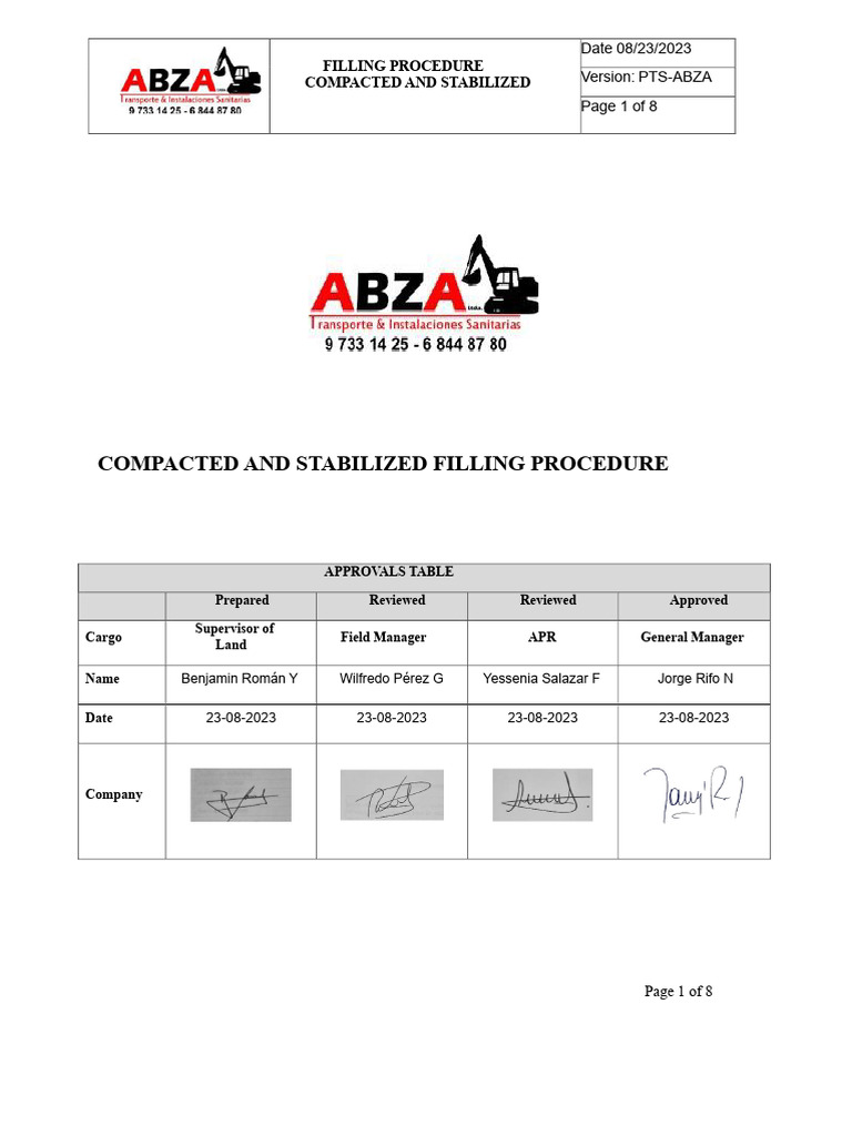 05 Compacted and Stabilized Fill Procedure | PDF | Personal Protective ...