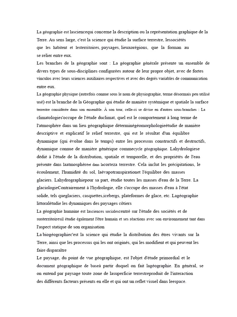 Introduction à la géographie et ses branches | PDF | Géographie | Paysage