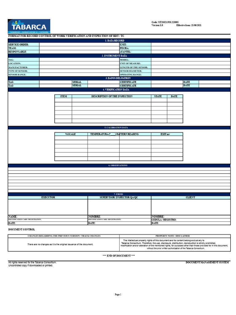 ST21021.950.223001 - Control Work Record Format Verification-Inspection ...