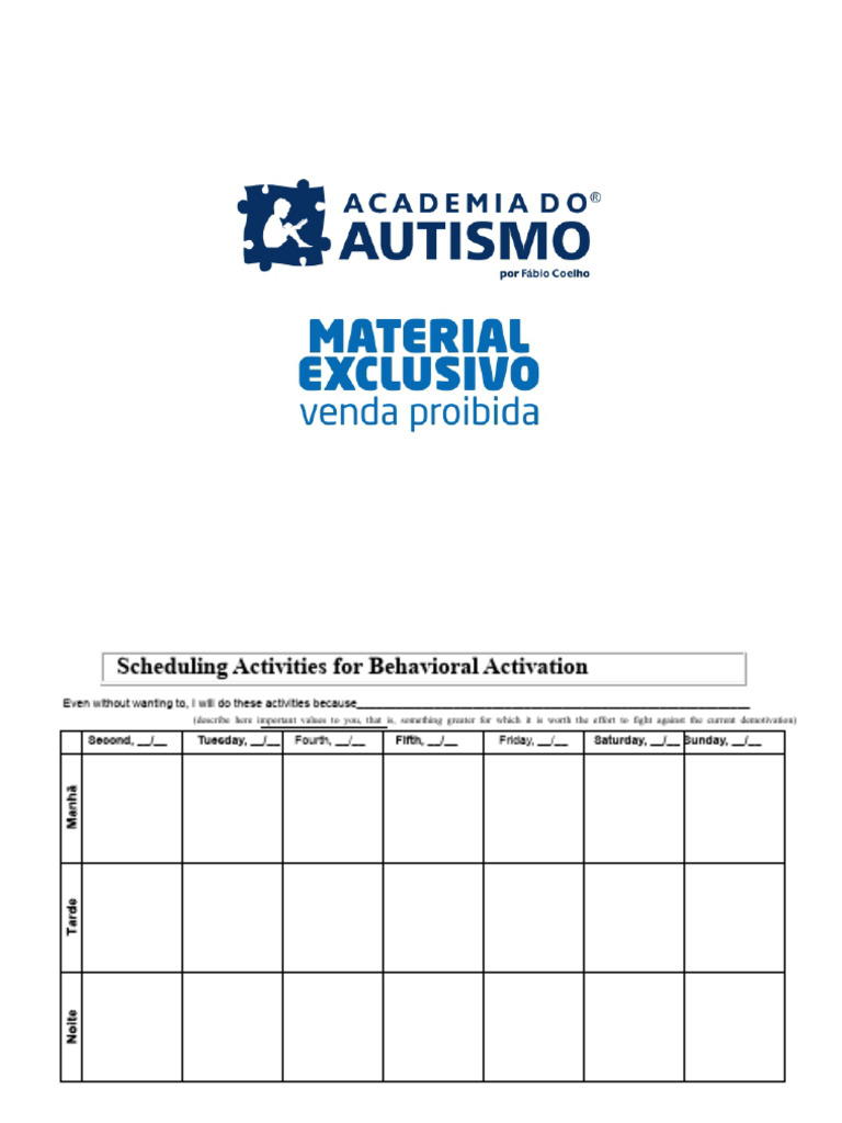 Behavioral Activation Activity Schedule | PDF